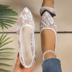 Damen Elegante Ballerinas mit floralem Spitzenoberteil R&B