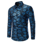 Herren Langarmhemd mit floralem Gold-Design R&B
