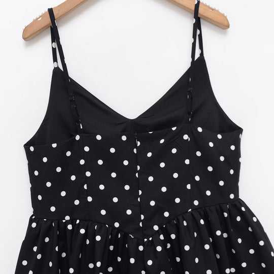 Damen Sommerliches Spaghettiträgerkleid mit verspieltem Punkte-Design und fließendem Schnitt R&B