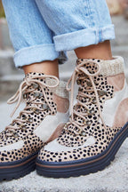 R&B | Stiefeletten mit Wildlederdetails Leopardenmuster