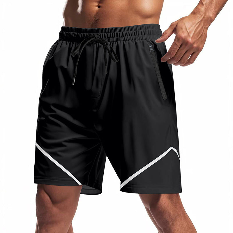 Herren nan atmungsaktive Trainingsshorts mit Reißverschlusstaschen und elastischem Tunnelzugbund R&B