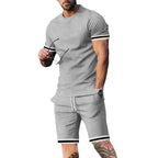 Herren nan athletisches Freizeit-Set aus Baumwoll-Feinjersey mit Kontrastbündchen und Kordelbund-Kurzhose R&B