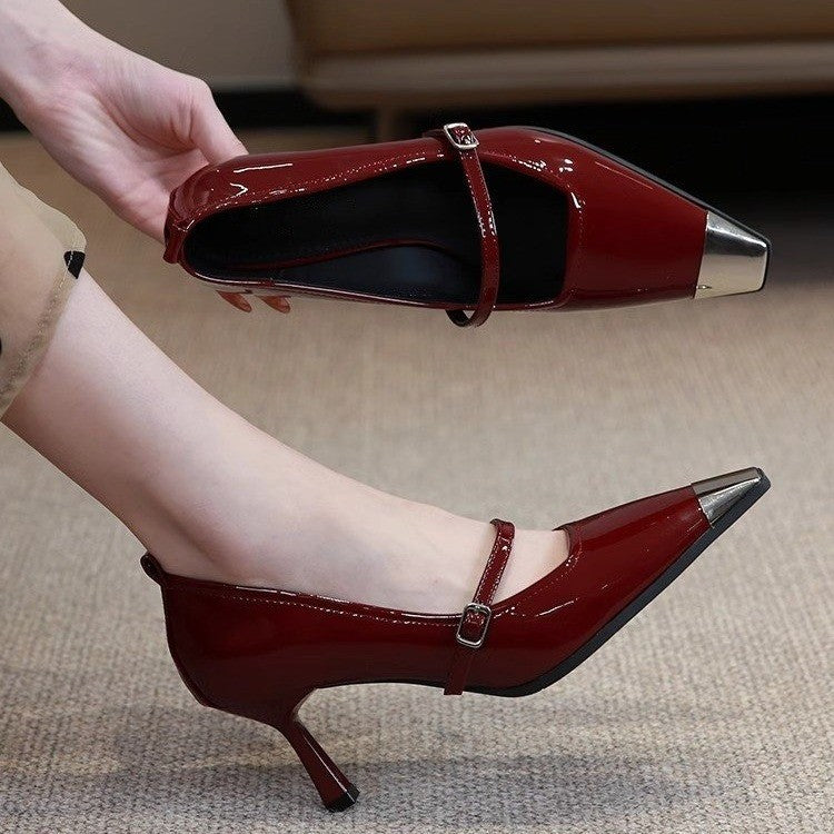Damen elegante Slingback-Pumps mit spitzem Zehenbereich und glitzerndem Obermaterial R&B