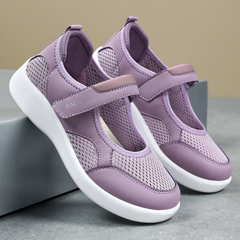 Damen Komfortable Slip-On Freizeitschuhe mit verstellbarem Klettverschluss R&B