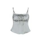 Damen Satin-Crop-Top mit verführerischem Rüschendetail R&B