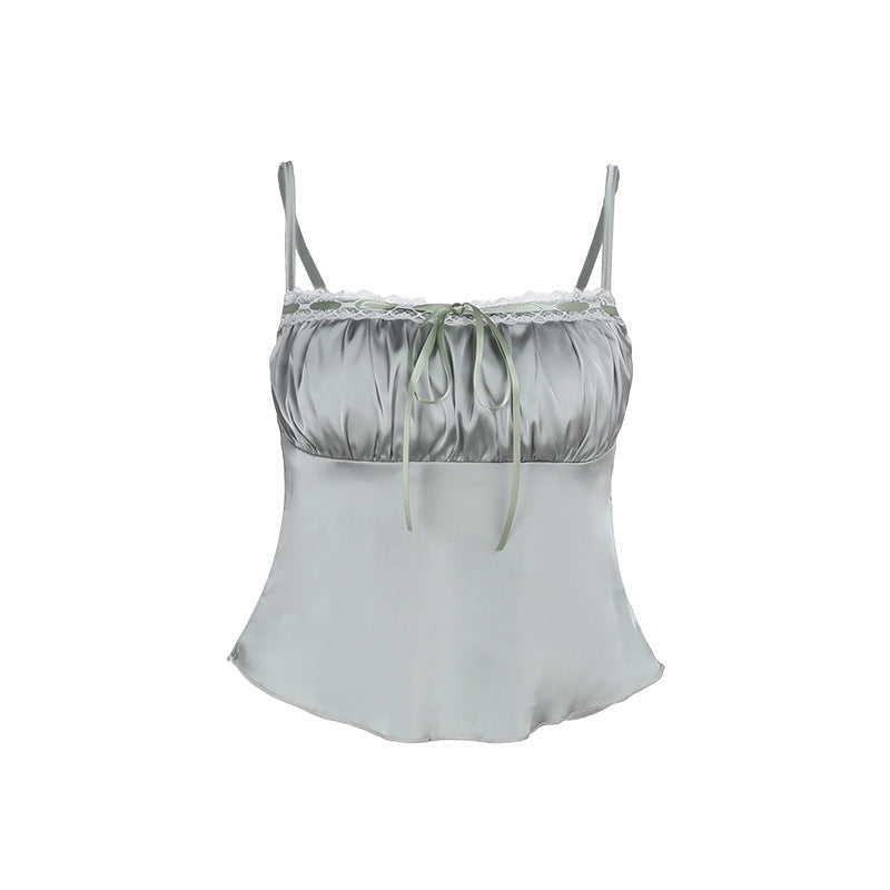Damen Satin-Crop-Top mit verführerischem Rüschendetail R&B