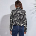 Damen Modische Bluse mit tropischem Blattmuster und lässigem Schnitt R&B