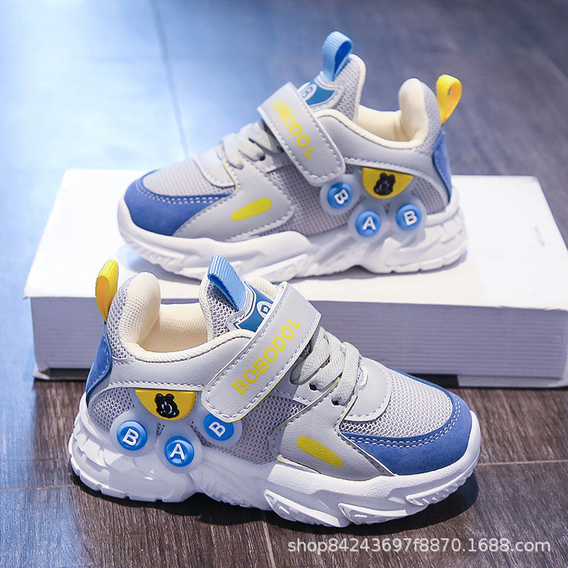 Damen Sportliche Kindersneaker mit praktischem Klettverschluss und bunten Applikationen