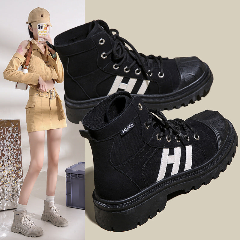 Damen Hochformat Sneaker aus robustem Textil mit trendiger Profilsohle R&B