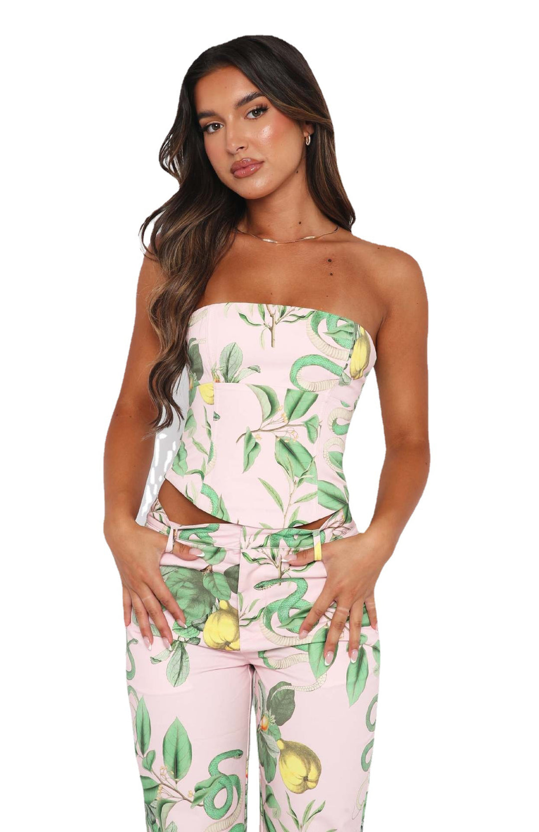 Damen Bustier-Top mit floralem Design und figurbetontem Schnitt R&B