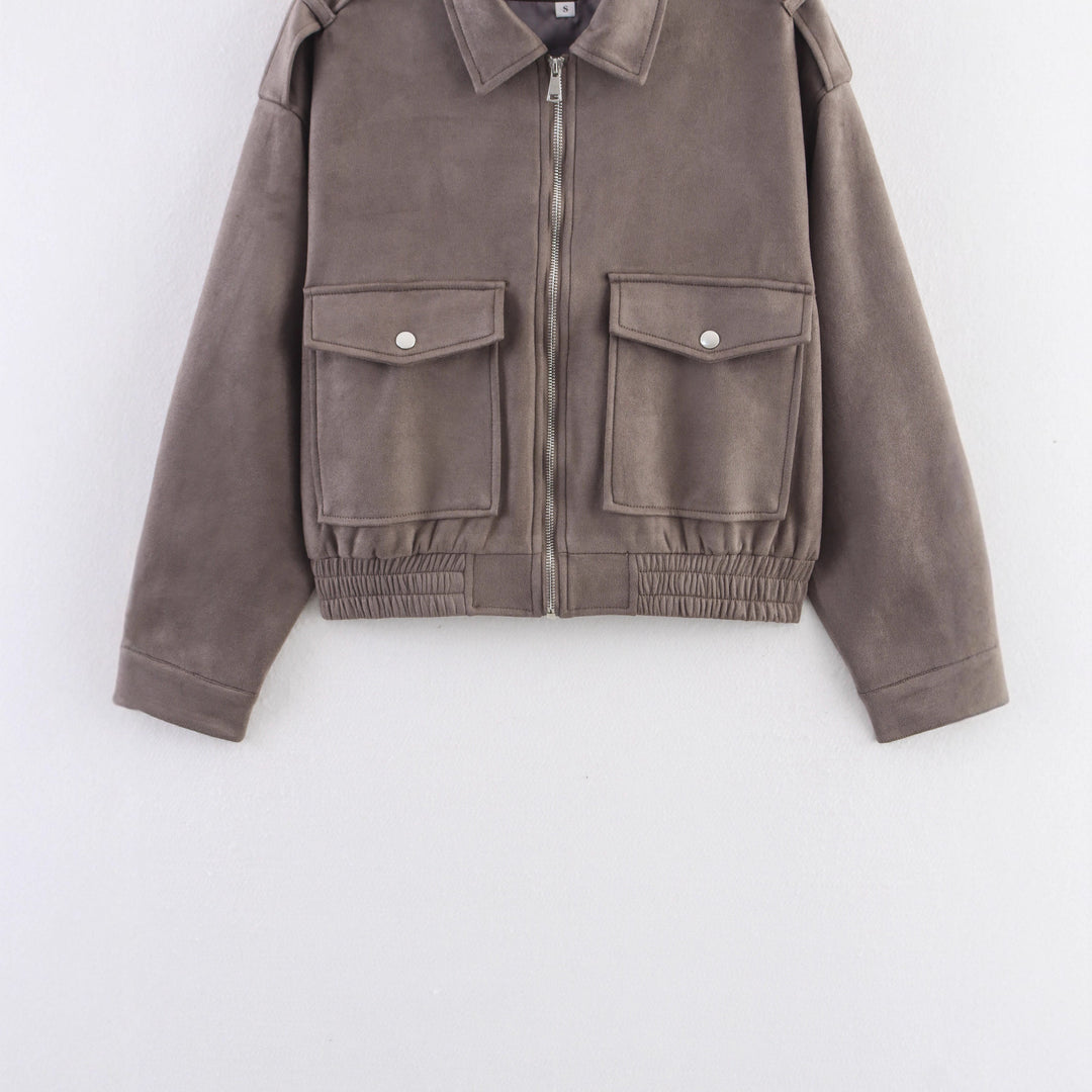 Damen trendige Oversized-Cordjacke mit praktischen Taschen und modischen Schulterdetails R&B