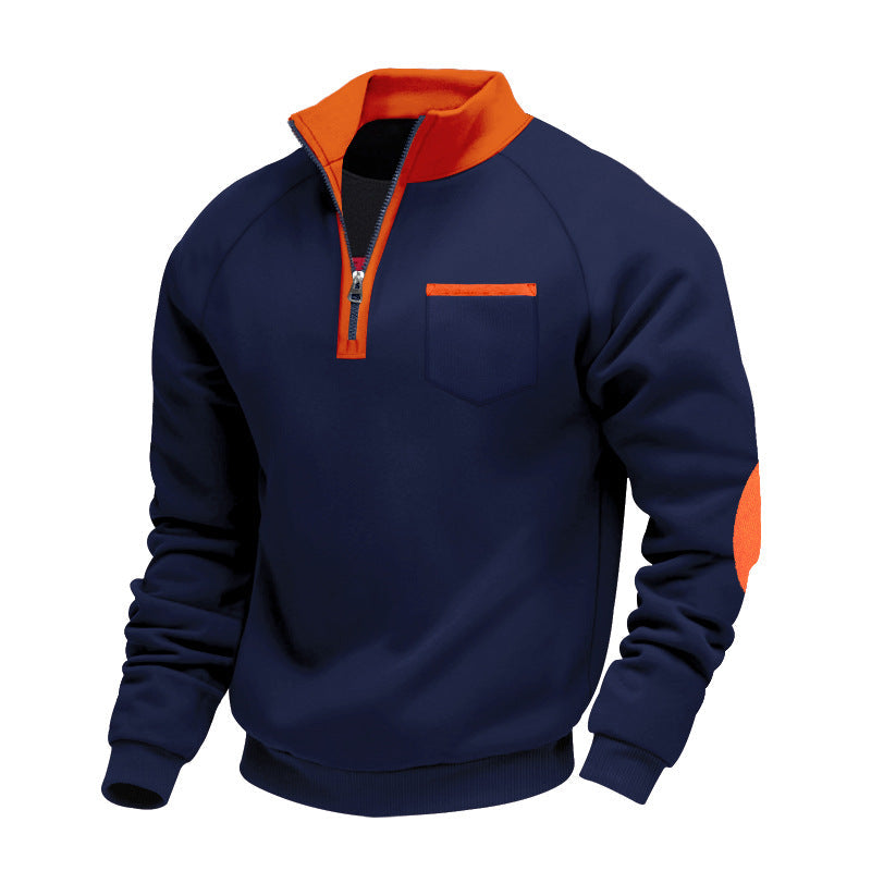 Herren modischer Kapuzenpullover mit Reißverschluss und praktischer Brusttasche R&B
