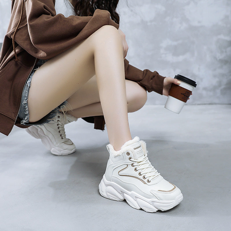 Damen warme High-Top Sneakers mit kuscheligem Innenfutter und robustem Sohlenprofil R&B
