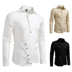 Herren Hemd mit asymmetrischem Knopfdesign und modernem Kragen R&B
