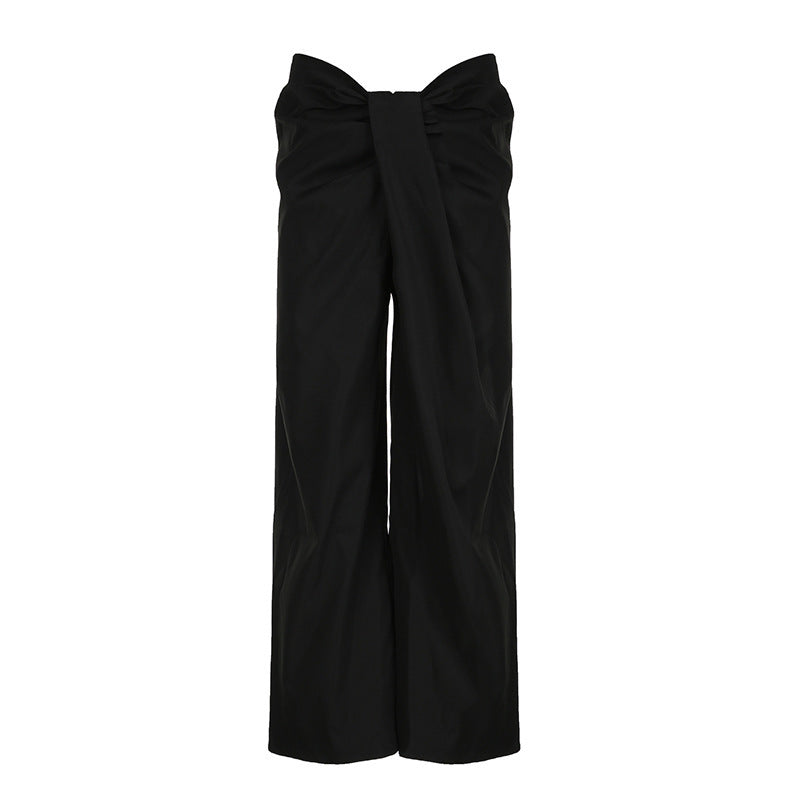 Damen Elegante High-Waist Palazzo-Hose mit Falten R&B