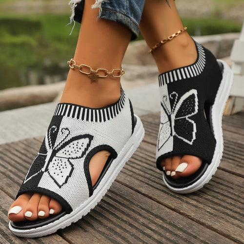 Damen Zehentrenner-Sandalen mit modischem Schmetterlingsdesign und atmungsaktivem Obermaterial R&B