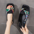 Damen Sling-Sandalen mit modischem Schlangenmuster R&B