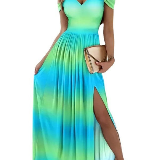 Damen Maxikleid mit Schulterträgern und elegantem Schlitz R&B