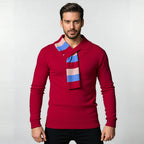Herren eleganter Pullover mit modernem V-Ausschnitt und feinen Rippdetails R&B