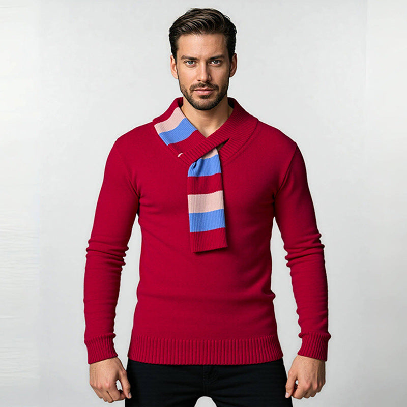 Herren eleganter Pullover mit modernem V-Ausschnitt und feinen Rippdetails R&B