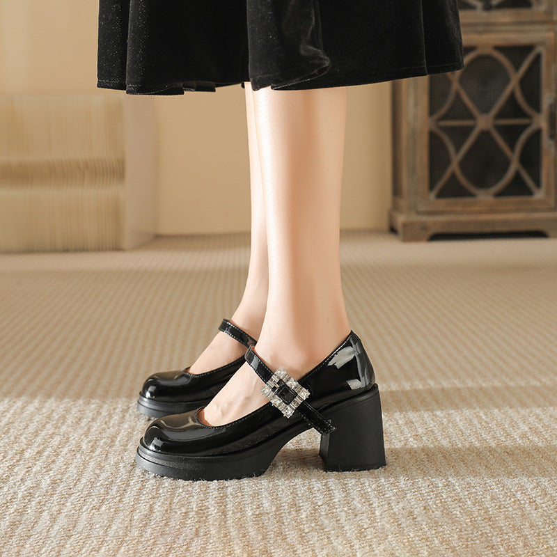 Damen elegante Blockabsatz-Pumps mit modischer Schnallenverzierung R&B