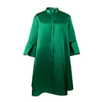 Damen elegantes Kleid mit hochgeschlossenem Kragen und weiterem Ärmel R&B