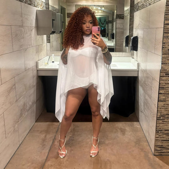 Damen transparenter Kaftan mit elegantem Schnitt und fließendem Stoff R&B