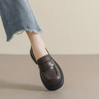 Damen Mokassins mit modischem Plateau und eleganter Schnalle