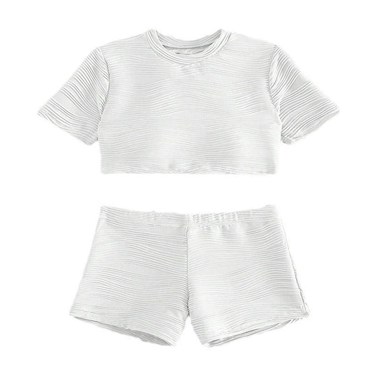 Damen Sport Crop-Top und Shorts Set R&B