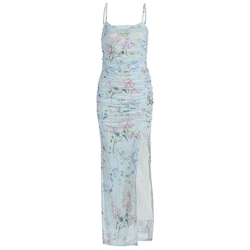 Damen Maxikleid mit floralen Mustern und Seitenschlitz R&B