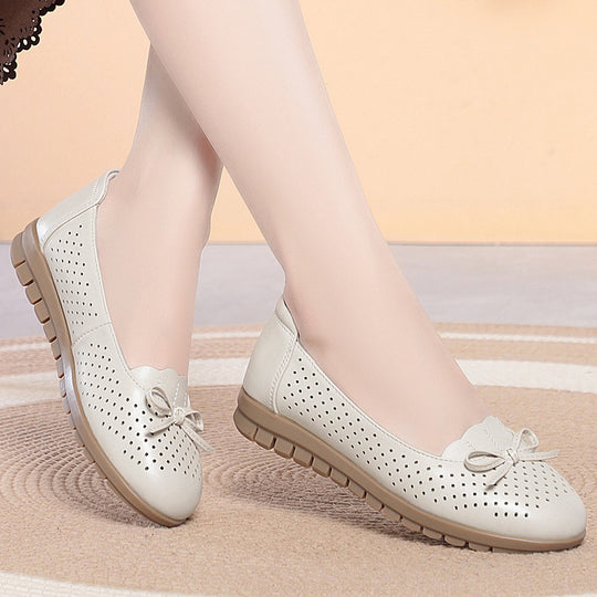 Damen Atmungsaktive Mokassins mit dekorativem Lochdesign und bequemer Sohle R&B