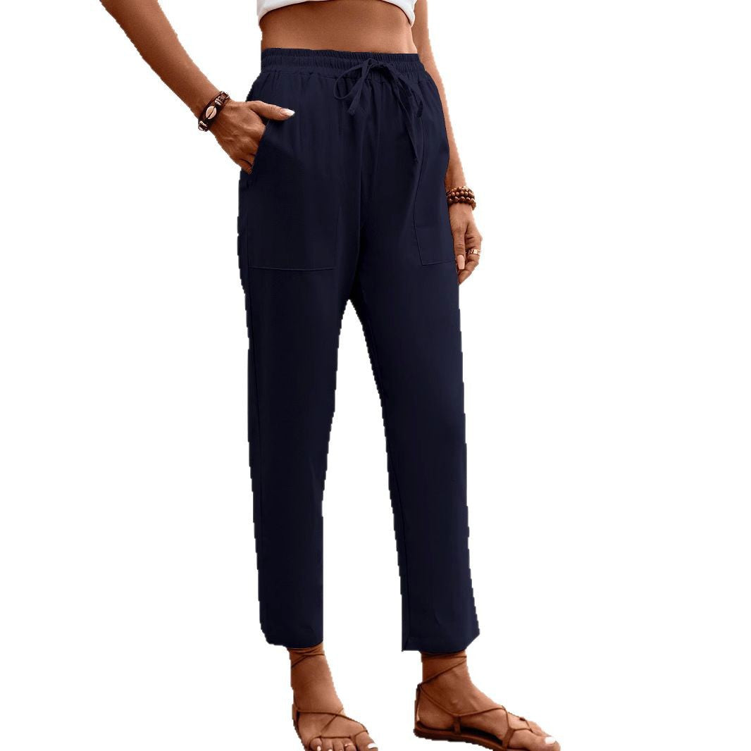 Damen luftige Freizeithose mit praktischen Seitentaschen und elastischem Bund R&B