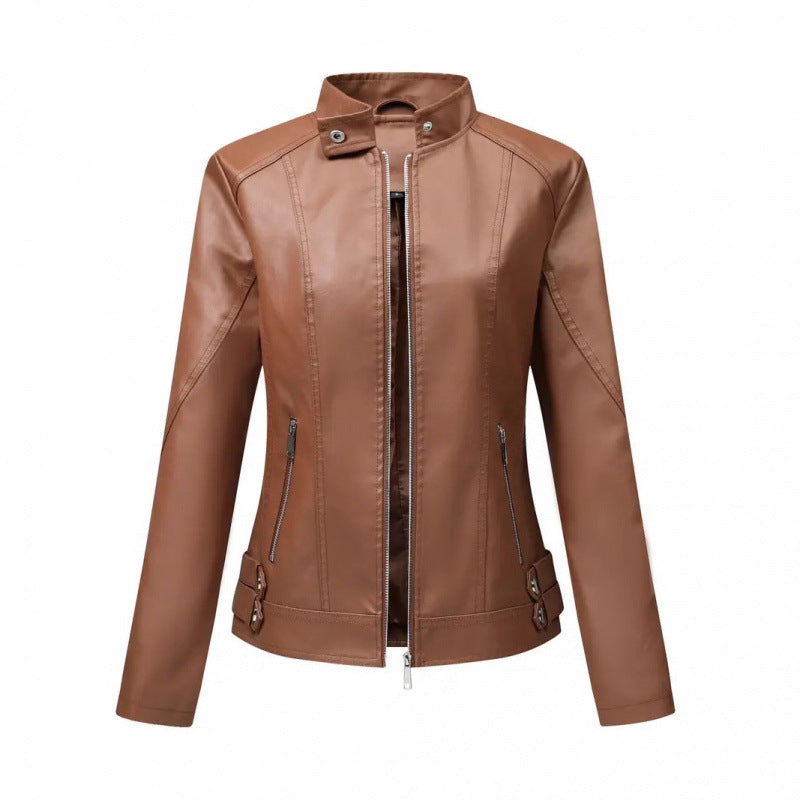 Damen Lederjacke mit asymmetrischem Reißverschluss