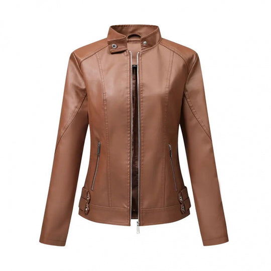Damen Lederjacke mit asymmetrischem Reißverschluss