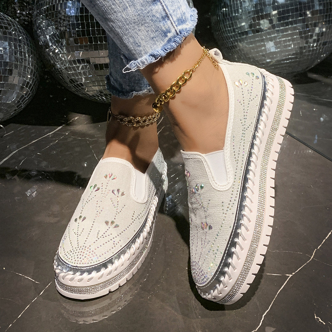 Damen Slip-On Sneakers mit funkelnden Applikationen und rutschfester Sohle R&B