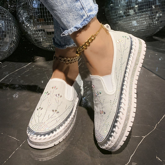 Damen Slip-On Sneakers mit funkelnden Applikationen und rutschfester Sohle R&B