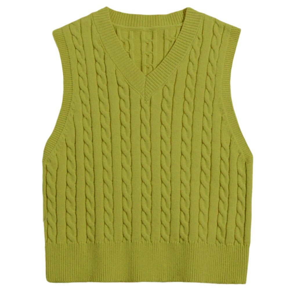 Damen Strickweste mit V-Ausschnitt und Zopfmuster R&B