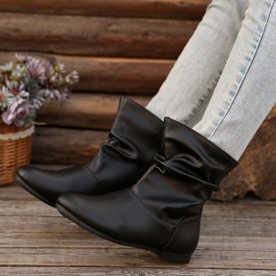 Damen modische Stiefeletten mit elegantem Rüschendesign und weichem Obermaterial R&B