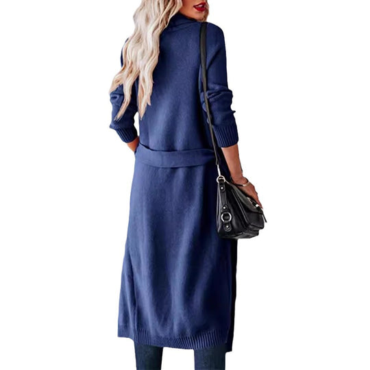 Damen Strickmantel mit eleganter Taillierung und praktischen Taschen R&B