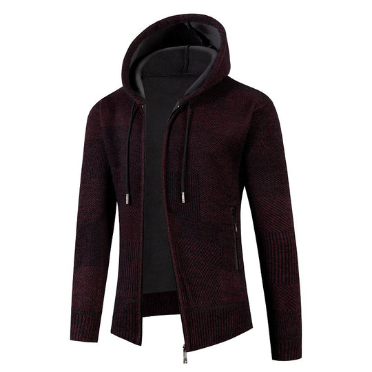Herren lässiger Strickjacke mit modernem Strukturdesign und Kapuze R&B