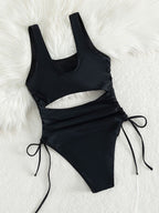 Damen Einteiler Badeanzug mit seitlichen Cut-Outs und Schnürung R&B