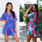 Damen lässiges Strandkleid mit Taillengürtel und floralem Muster R&B