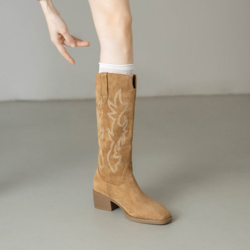 Damen Stiefel mit exquisiten Stickereien und komfortablem Absatz R&B