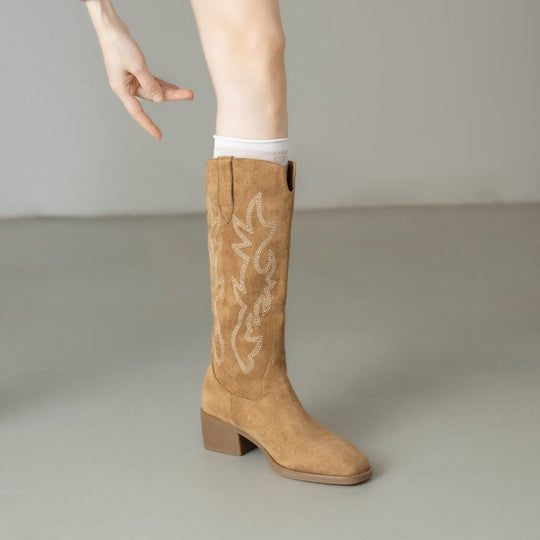 Damen Stiefel mit exquisiten Stickereien und komfortablem Absatz R&B