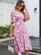 Damen Midi-Kleid mit voluminösen Ärmeln R&B