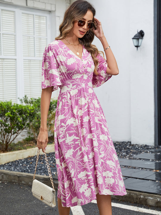 Damen Midi-Kleid mit voluminösen Ärmeln R&B