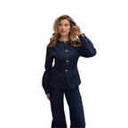 Damen Jeansjacke im taillierten Schnitt mit dekorativen Knöpfen R&B