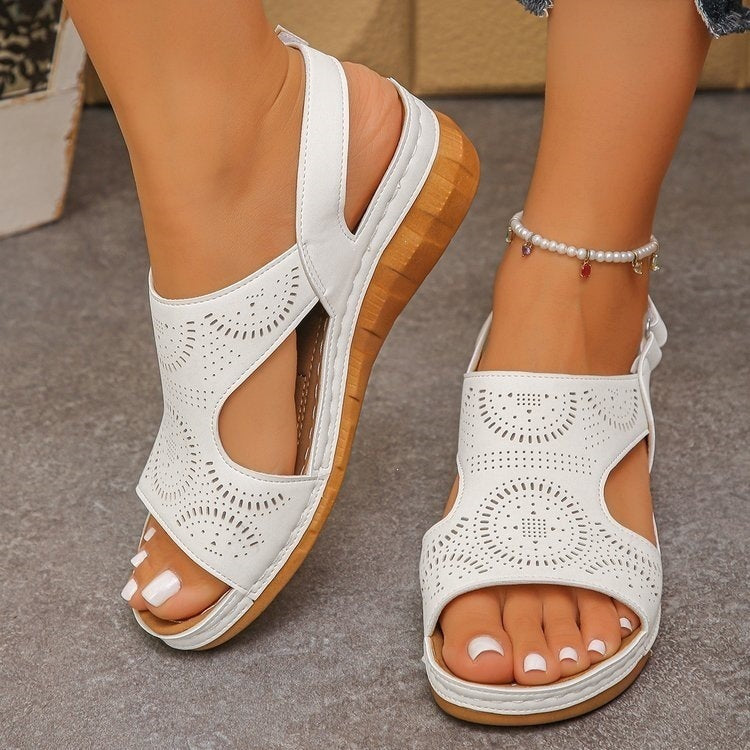 Damen Wedge-Sandalen mit komfortablem Fußbett und atmungsaktiven Ausschnitten R&B