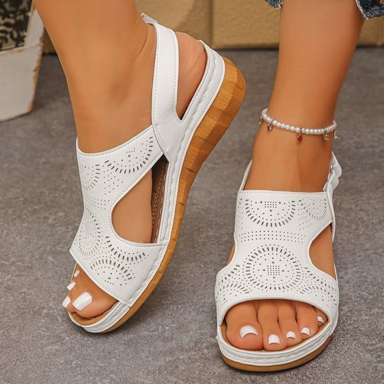 Damen Wedge-Sandalen mit komfortablem Fußbett und atmungsaktiven Ausschnitten R&B