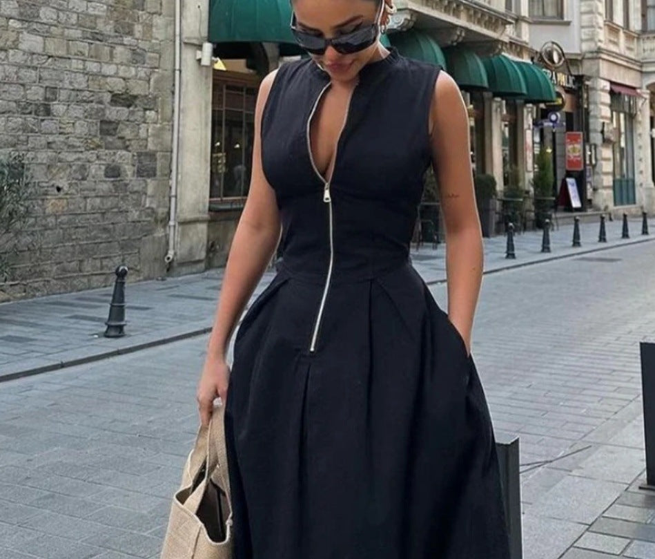 Damen Elegantes Maxi-Kleid mit tiefem V-Ausschnitt und schmalem Schnitt R&B